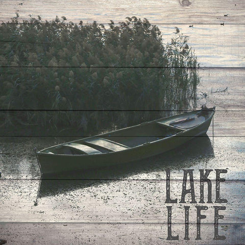 Lake Life Lake Canoe Black Ornate Wood Framed Art Print with Double Matting by Allen, Kimberly