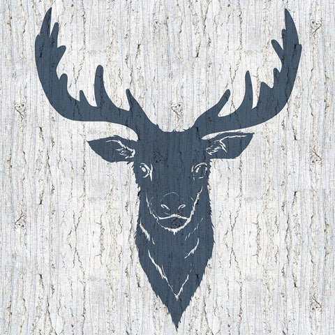 Stag White Modern Wood Framed Art Print with Double Matting by Allen, Kimberly
