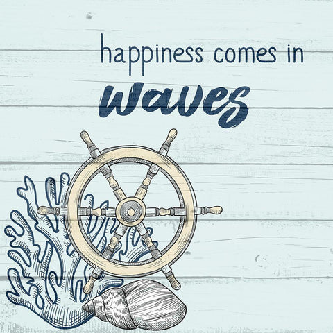 Happiness Comes in Waves White Modern Wood Framed Art Print with Double Matting by Allen, Kimberly