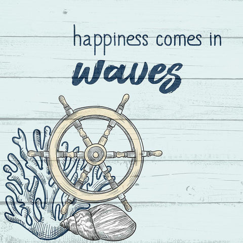 Happiness Comes in Waves Black Modern Wood Framed Art Print with Double Matting by Allen, Kimberly