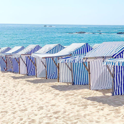 Beach Stripes White Modern Wood Framed Art Print with Double Matting by Allen, Kimberly