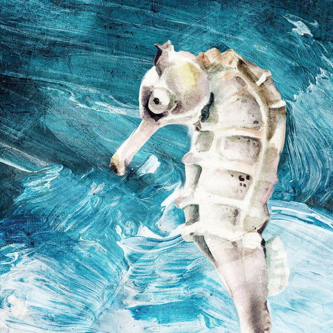 Seahorse Swimming Black Modern Wood Framed Art Print with Double Matting by Allen, Kimberly