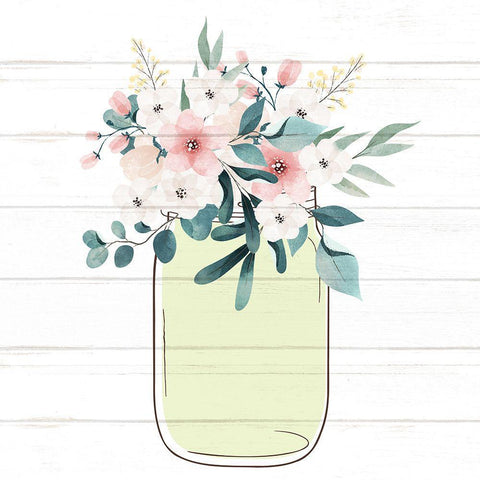 Floral Jar 3 White Modern Wood Framed Art Print with Double Matting by Allen, Kimberly