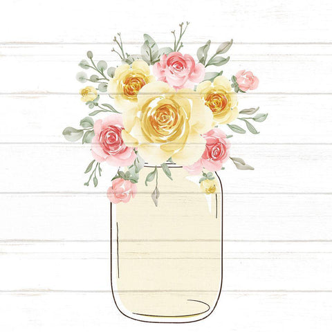 Mason Jar Floral 11 White Modern Wood Framed Art Print by Allen, Kimberly