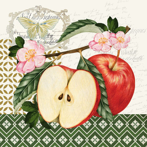 Apples 2 Black Ornate Wood Framed Art Print with Double Matting by Allen, Kimberly