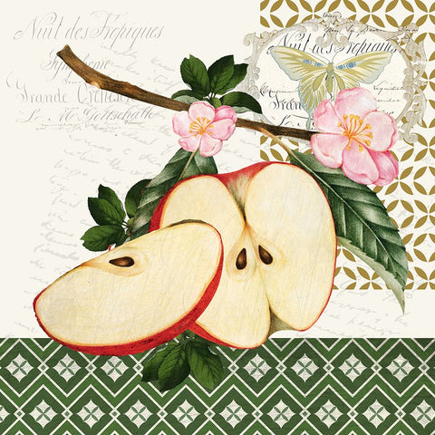 Apples 3 Black Ornate Wood Framed Art Print with Double Matting by Allen, Kimberly