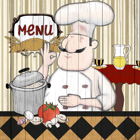Chef 2 White Modern Wood Framed Art Print with Double Matting by Allen, Kimberly