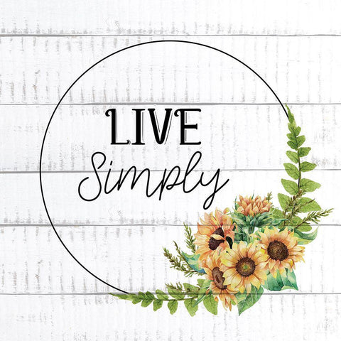 Live Simply Sunflowers Black Ornate Wood Framed Art Print with Double Matting by Allen, Kimberly