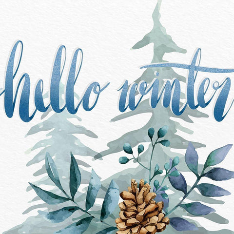 Hello Winter White Modern Wood Framed Art Print with Double Matting by Allen, Kimberly