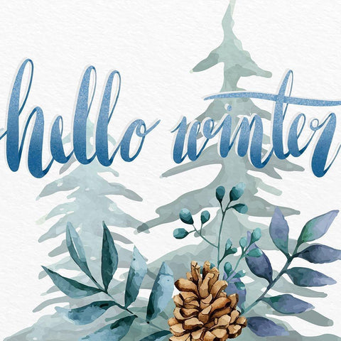Hello Winter Black Modern Wood Framed Art Print by Allen, Kimberly