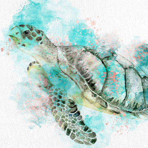 Turtle Swim Gold Ornate Wood Framed Art Print with Double Matting by Allen, Kimberly