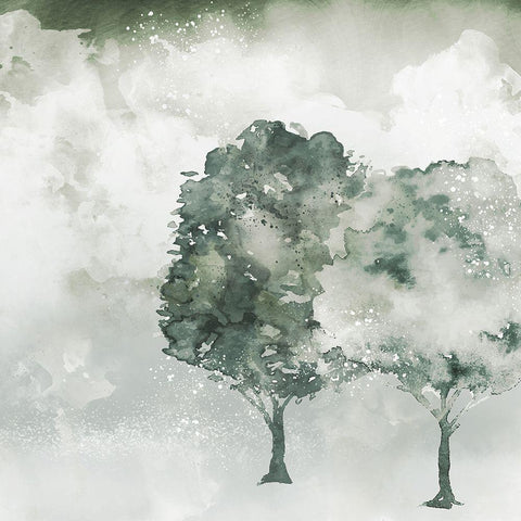 Lone Trees Black Modern Wood Framed Art Print by Allen, Kimberly