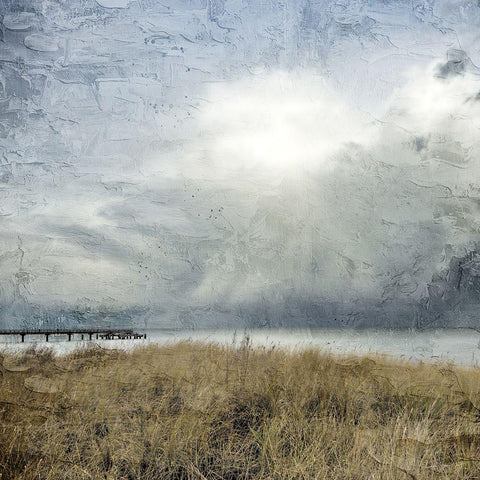 Moody Beach Day Black Modern Wood Framed Art Print by Allen, Kimberly