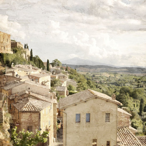 Tuscan Hillside White Modern Wood Framed Art Print with Double Matting by Allen, Kimberly