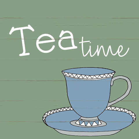 Tea Time 1 White Modern Wood Framed Art Print with Double Matting by Allen, Kimberly