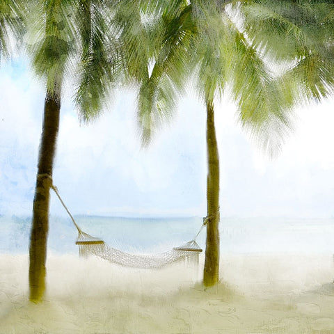 Nap On The Beach Black Modern Wood Framed Art Print by Allen, Kimberly