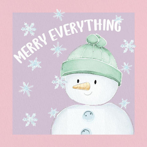Merry Everything Snowman White Modern Wood Framed Art Print by Allen, Kimberly