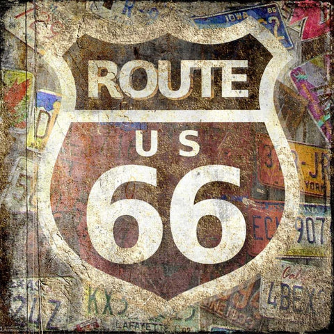 Route 66 Black Modern Wood Framed Art Print with Double Matting by Allen, Kimberly