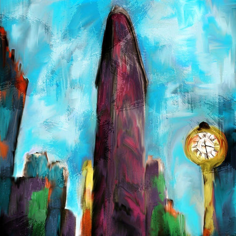 Flatiron New York Black Modern Wood Framed Art Print with Double Matting by Allen, Kimberly