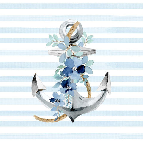 Floral Anchor Gold Ornate Wood Framed Art Print with Double Matting by Allen, Kimberly