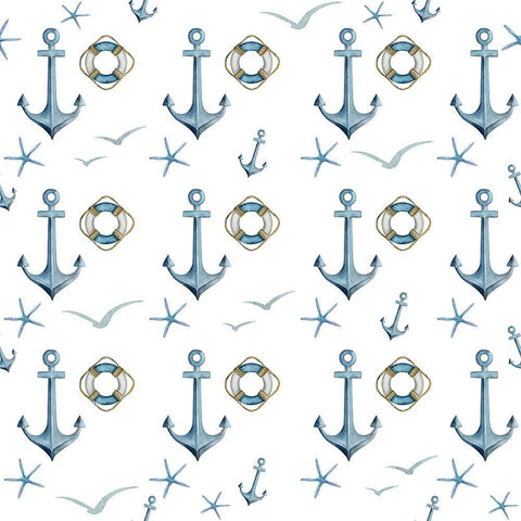 Anchor Home Pattern Black Modern Wood Framed Art Print by Allen, Kimberly