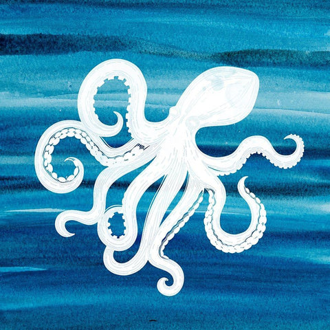 Ombre Octopus White Modern Wood Framed Art Print by Allen, Kimberly