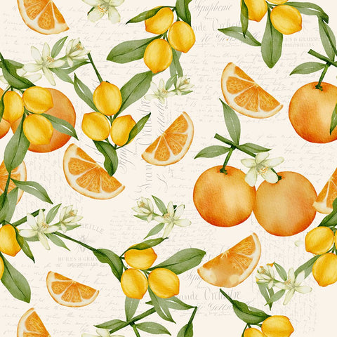 Citrus Fruit Pattern Black Ornate Wood Framed Art Print with Double Matting by Allen, Kimberly