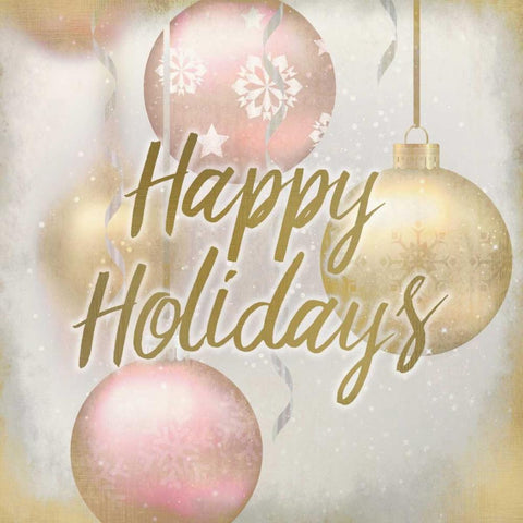 Happy Holidays Ornaments Black Modern Wood Framed Art Print with Double Matting by Allen, Kimberly