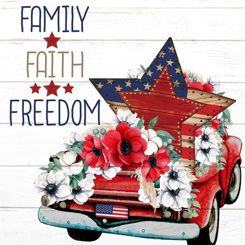 Family Faith Freedom Black Modern Wood Framed Art Print by Allen, Kimberly