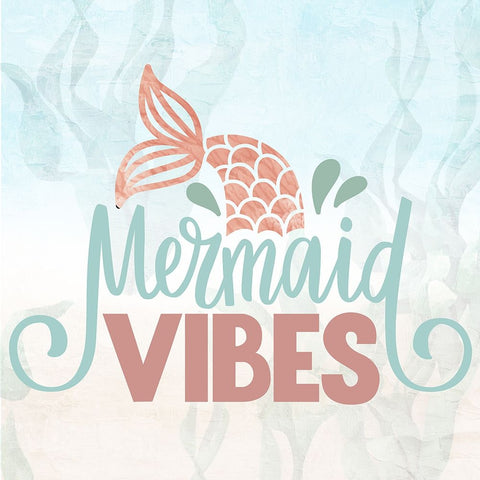 Mermaid Vibes White Modern Wood Framed Art Print with Double Matting by Allen, Kimberly