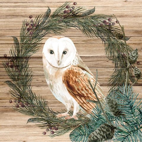 Owl Wreath Black Modern Wood Framed Art Print by Allen, Kimberly
