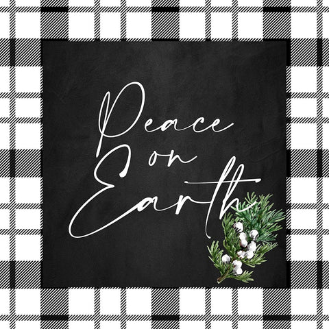 Peace On Earth Plaid Black Ornate Wood Framed Art Print with Double Matting by Allen, Kimberly