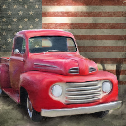 Vintage USA Truck Black Modern Wood Framed Art Print by Allen, Kimberly