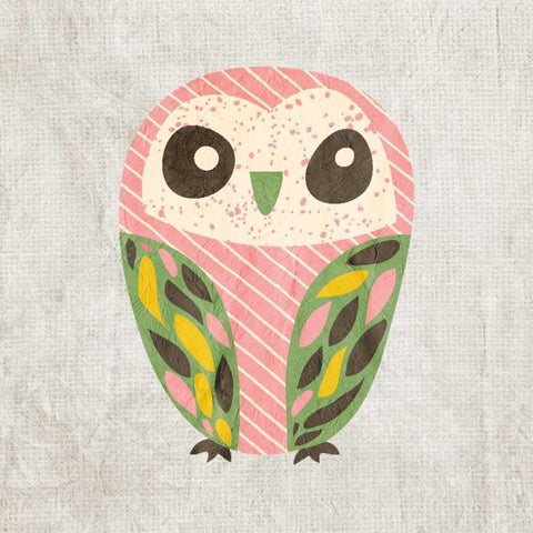 Owl Love 1 White Modern Wood Framed Art Print with Double Matting by Allen, Kimberly