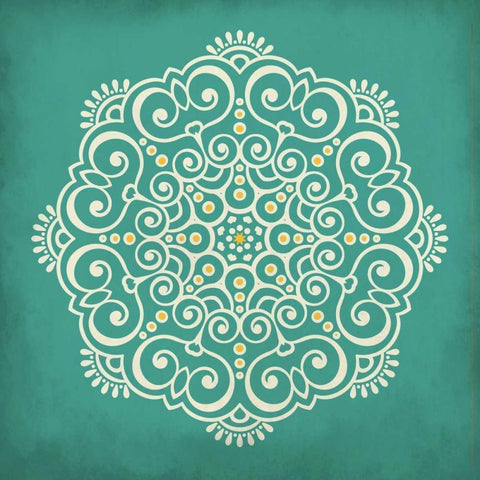 Medallion B White Modern Wood Framed Art Print with Double Matting by Allen, Kimberly