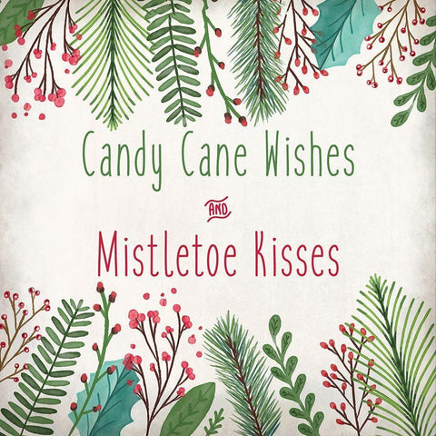 Candy Cane Wishes White Modern Wood Framed Art Print with Double Matting by Kimberly, Allen