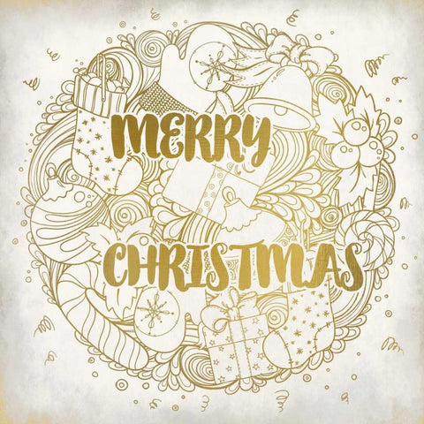 Merry Christmas Ornament White Modern Wood Framed Art Print with Double Matting by Allen, Kimberly