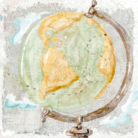 World Traveler 2 White Modern Wood Framed Art Print by Allen, Kimberly