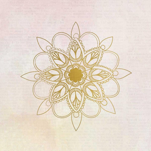 Newspaper Mandala 1 White Modern Wood Framed Art Print with Double Matting by Allen, Kimberly
