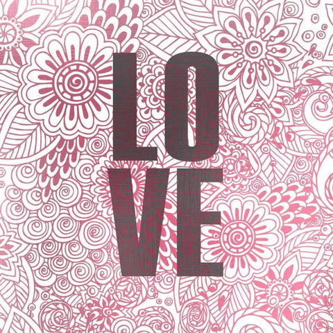 Pink Love White Modern Wood Framed Art Print with Double Matting by Allen, Kimberly