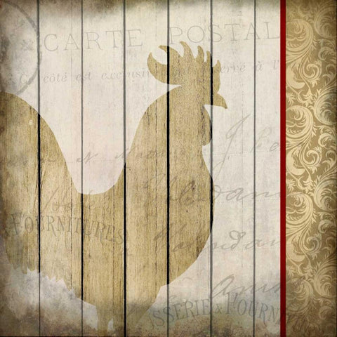 Damask Rooster 2 Black Modern Wood Framed Art Print by Allen, Kimberly
