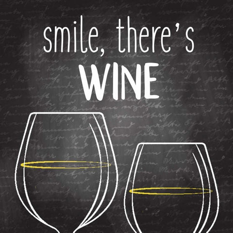 Smile Theres Wine White Modern Wood Framed Art Print with Double Matting by Allen, Kimberly