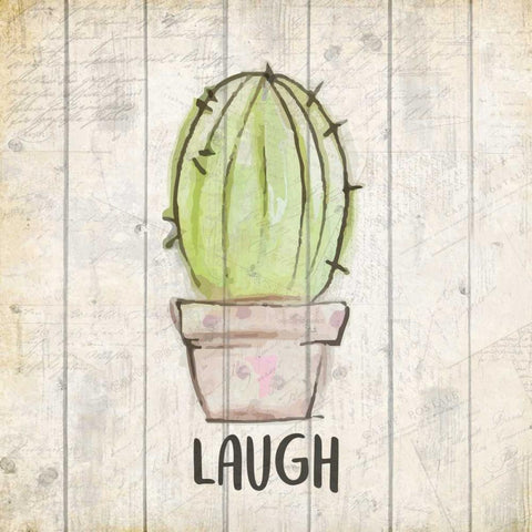 Watercolor Cactus Laugh Gold Ornate Wood Framed Art Print with Double Matting by Allen, Kimberly