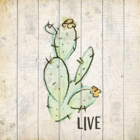 Watercolor Cactus Live White Modern Wood Framed Art Print by Allen, Kimberly