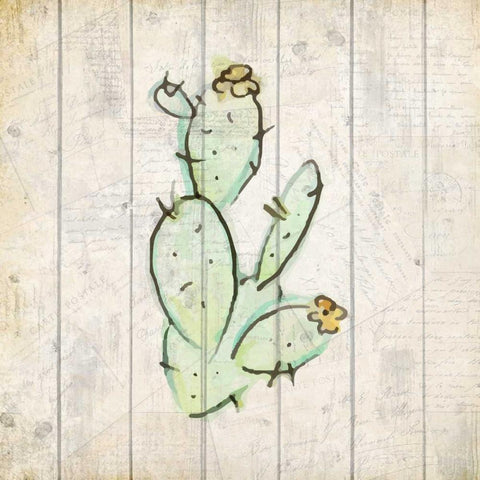 Watercolor Cactus 2 White Modern Wood Framed Art Print with Double Matting by Allen, Kimberly