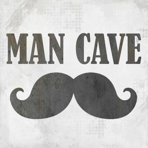 Man Cave Mustache Gold Ornate Wood Framed Art Print with Double Matting by Allen, Kimberly