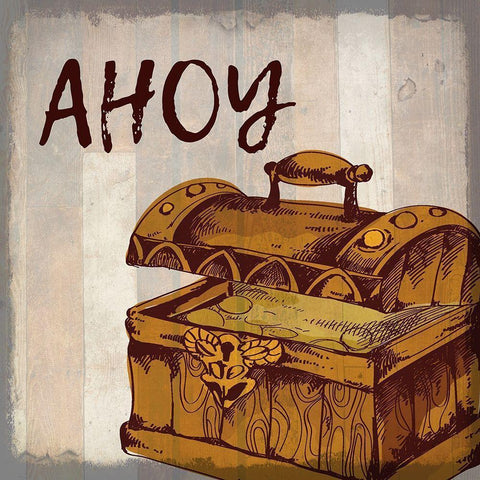 Pirate B Black Modern Wood Framed Art Print by Kimberly, Allen