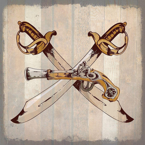 Pirate C White Modern Wood Framed Art Print by Kimberly, Allen