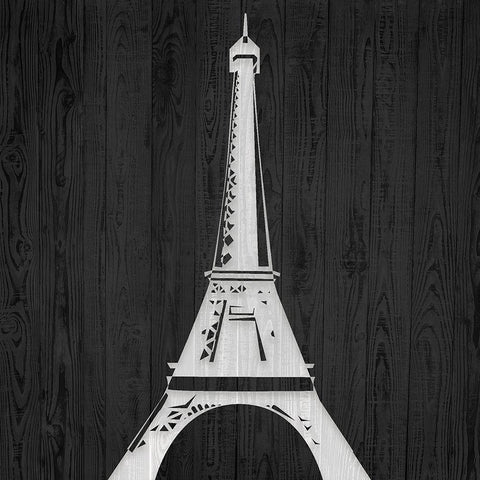 Eiffel Tower White Modern Wood Framed Art Print with Double Matting by Kimberly, Allen