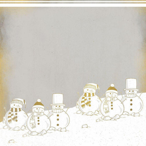 Snowmen in a Row White Modern Wood Framed Art Print by Kimberly, Allen